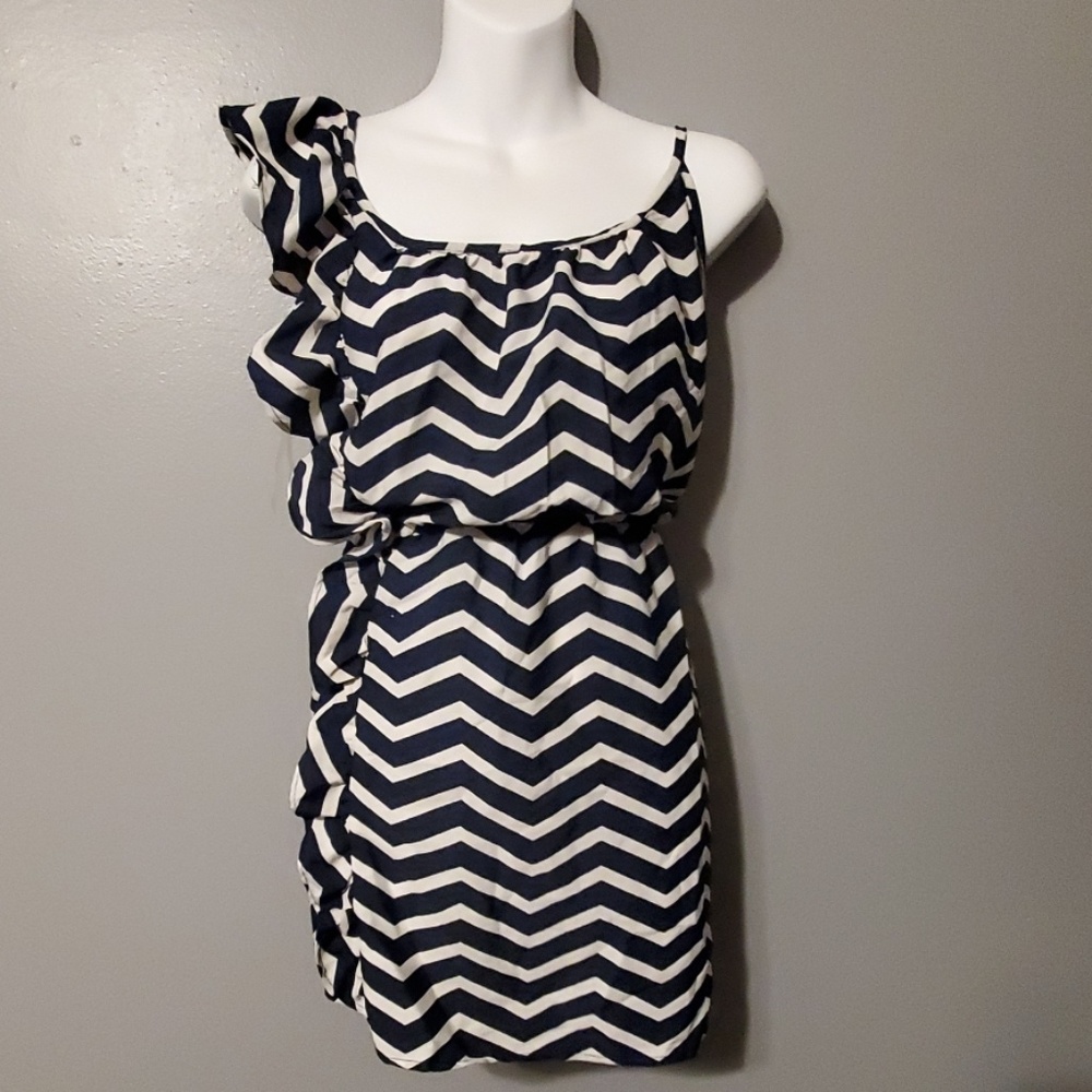 Navy and white mini dress